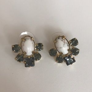 Marble & Jeweled Anthropolgie Earrings gray/blue